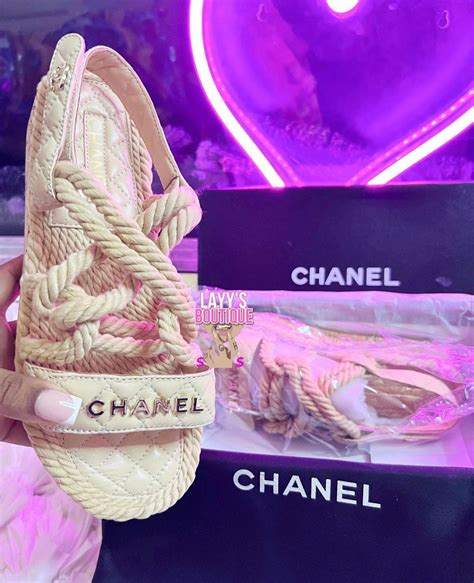 pink chanel rope sandals